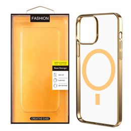 100pcs JK007 Clear Transparent Soft TPU Anti-Shock Phone Cases with Magnet Back Cover Case For iPhone 13 12 Mini 11 Pro Max