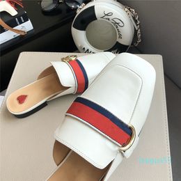Designer Women Genuine Leather Slipper Slides Calfskin Sandals Flat Heel Slippers Home Loafers Sandal Luxurys