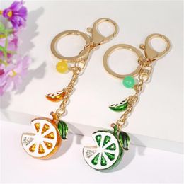 Cute Fashion Fruit Orange Keychain Cool Keyring For Women Girl Jewelry Cartoon Car Handbag Key Holder Decoration