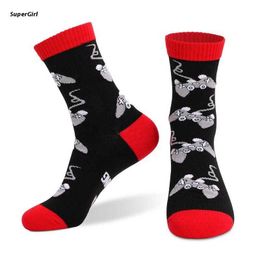 J78E Men Boy Teen Novelty Funny Gaming Socks Please Do Not Disturb Letters Print Contrast Color Casual Mid Tube Hosiery Gifts X0710