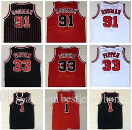 2023 Basketball jersey #1 Derrick Rose Breathable Sport #33 Scottie Pippen Jersey Cheap #91 Dennis Rodman Sportswear Jersey Stitched Size S-2XL Embroidery