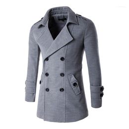 Men's Trench Coats Wholesale- 2021 Mens Brand Clothing Solid Colour Coat Autumn And Winter Wool Jacket Men Windbreaker Overcoat Casacos Cashm