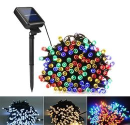 2021 Solar Lamps LED String Lights 100/200 LEDS Outdoor Fairy Holiday Christmas Party Garlands Solar Lawn Garden Lights Waterproof fast ship