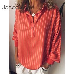 Fashion Long Sleeve Striped Loose Shirt for Women Elegant Button V Neck Blouse Female Casual Top Tunic Plus Size 5XL 210428