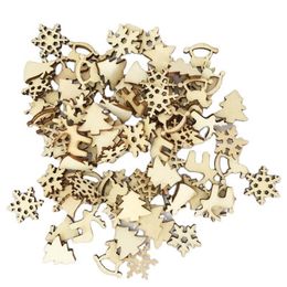 Natural Wood Craft Christmas Decorations Accessories Pendant Hanging Ornament Xmas Snowflakes New Year Decor Home