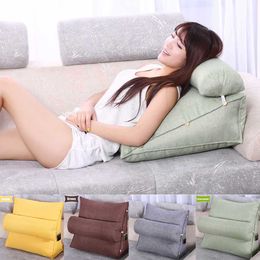 Stereo Couch Bed Triangular Backrest Pillow Waist Cushion Washable Cotton Linen Sofa Rest Household Bedroom Bedding Accessories 210611