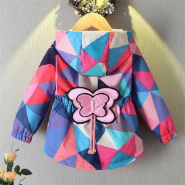 Infant Spring Autumn Children Girl Butterfly Hoodies Jacket Coat Clothes Baby Outerwear Child Kids WindBreaker Clothing Outfits 211204