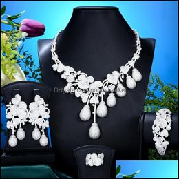 Earrings & Necklace Jewellery Sets Missvikki Be Original Lady Luxury Gorgeous Design Big Drops Bangle Ring Prom Party Bridal Wedding Set Drop