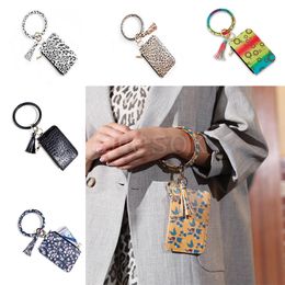 Chrysanthemum PU wrist keychain card bag leaf leather sport bracelet wallet pendantkey chain DB797