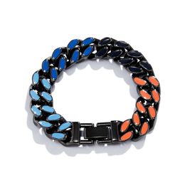 Link, Chain Men Jewelry Bracelet Rainbow Color Iced Out Stainless Steel Fashion Trend Luxury Gradient Cuban Hip Hop Hand Wrist Bangle Gift