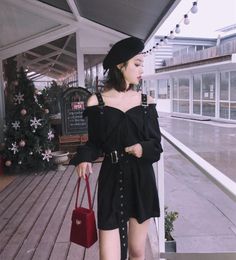 Casual Dresses Summer Vintage Hard Black Suspenders Dress Female Harajuku Gothic Arrival Off Shoulder Sexy Shirt Punk Style