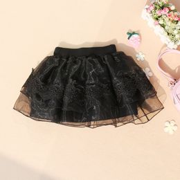 New Promotion Girls Skirts Summer Kids Children Black Tutu Skirt Solid Fluffy Baby Lace Tulle Miniskirt School Girl Skirt 210331