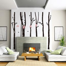 Large Forest Bird Room Bedroom Background Wall Stickers Decal Wallpaper Mural Nursery Baby Forest Home Decoration 210420