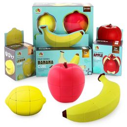 Fruits Strange-Shape Magic Cube Lemon High Speed Cube Professional Early Learning Education Puzzle Toys Game Gifts for Kids - Yellow