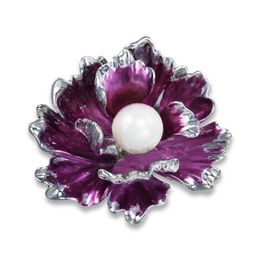 5 Colours Choose Peony Flowers Brooches for Women Wedding Fashion Pearl Pins Elegant Coat Accessories Gift