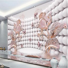 custom wallpaper 3d mural round rose butterfly Jewellery background wall living room murals papel de parede