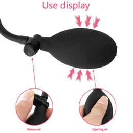 NXY Sex Anal toys Soft Black Pump Up Air-Filled Silicone Inflatable Dildo Butt Plug Dilator Anus Massager Toy for Women Men Gay 1202