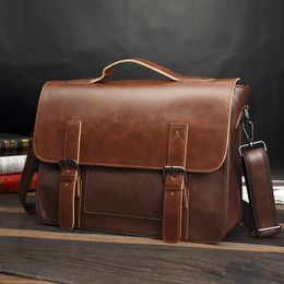 Laptop Briefcases for Men Bags Business Messenger Bag Vintage Crazy Horse Artificial Leather Handbag Casual Shoulder