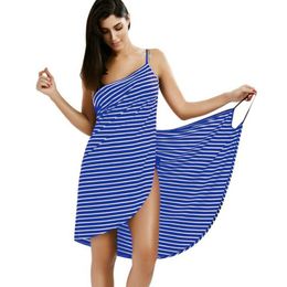 Moda de toalha Moda feminina listrada de roupas de banho listrada de praia embrulhando o vestido maxi sling sling maxi