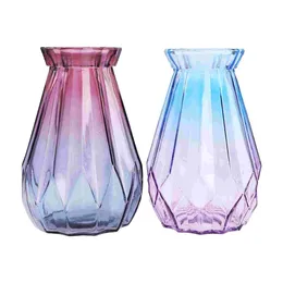 -Vasen 2 stücke Haus Glas Vase künstlerische Blume Container Dekor (gemischte Farbe)