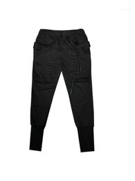 Men's Pants XZ700187 Trend Dark Big Pocket Overalls Hair Stylist Design Slim Feet Harem Pants1