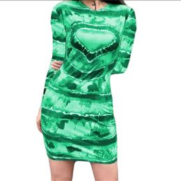 Women Tie Dye Mini Dress Spring Autumn Long Sleeve Bodycon Party Sexy Slim Wrap Hip Skinny Streetwear es Ladies 210522