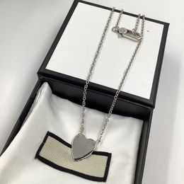S925 Silver Heart Shaped Pendant Necklace for Women Simple Style Classic Letter Printed Necklaces Hip Hop Punk Choker