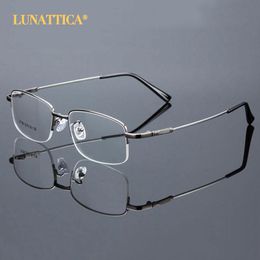 Sunglasses Titanium Alloy Frame Glasses Half Rim Spectacles Men Business Style Nearsighted Eyewear with Spring Hinges Selling Fashion Sunglasses Frames 8J7J