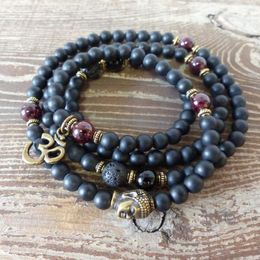 Men's Beaded Meditation Bracelets Black Matte Onyx Wrap Bracelet 108 Prayer Beads Mala Yoga Buddha Jewelry Men