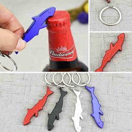 10pcs Personalized aluminum alloy shark bottle opener multi-color optional beer bottled beverage bottle opener keychain