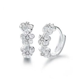 925 Silver Earrings Small Flower Round Earring Women Charm Jewelry