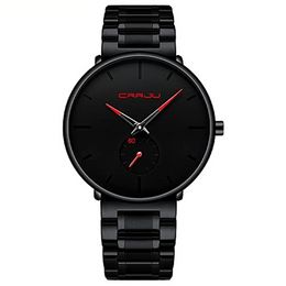 Mens Watches Ultra-Thin Minimalist Waterproof-Fashion Wrist Watch for Men Unisex Dress with Stainless Steel Band-Black Hands207W