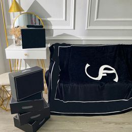 Women Throw Blanket Simple Letter Black Air Conditioning Blankets Home Casual Sleep Shawls for Adults