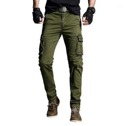 Men's Pants Man 2021 Pant Cotton Stretch Cargo Trouser Military Style Straight Many Pocket Army Green Blue Khaki Black Male