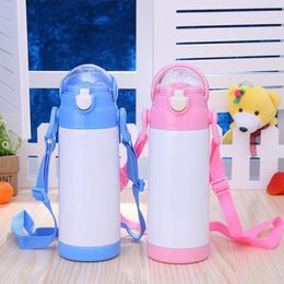 12oz Sublimation Kids Sippy Cup Stainless Steel Thermos Water Bottle Mug Blank DIY Portable Travel Tumbler Child Gift by sea BBB14332