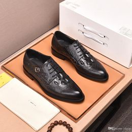 L5 21ss 38 model Men Dress Shoes Patent Leather Wingtip Carved Italian Formal Oxford Footwear Plus Size 38-475For Winter