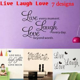 Live Laugh Love Inspirational Quotes Wall Stickers Living Room Decoration Diy Vinyl Adesivo De Paredes Home Decals Mural Art
