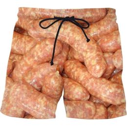 Sausage Party Food Full Printed Mens Shorts Unisex Streetwear Elastic Waist Summer Beach Harajuku Casual Have belt 210713