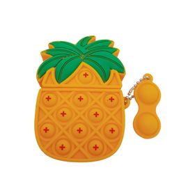pineapple silicone case Australia - Decompression Toy Pods Case Soft Cute Silicone Pineapple Shape Cover Cases Ball Keychain Bluetooth Headset Protective