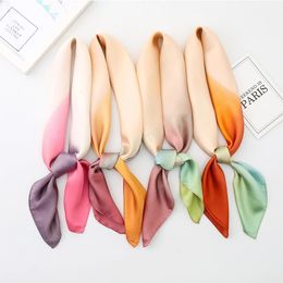 imitation silk scarf headband gradient hair neck scarves square office Printing Hotel Waiter Flight Handkerchief rings