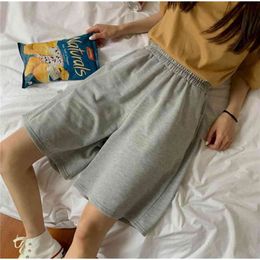 Oversized Shorts Women Short Pants Summer Loose Wild Straight Port Style High Waist Sports Five-point Pant Casual 210621