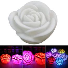 Romantic LED Floating Rose Flower Candle Night Light Colorful Wedding Decoration Bedroom Party Indoor Decor LXH