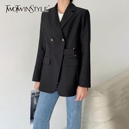 Temperament Casual Blazer For Women Notched Long Sleeve Straight Loose Blazers Female Fashion Clothing Spring 210524