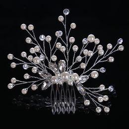 Başlıklar Kadın Düğün Aksesuarları Gümüş İnci Kristal Gelin Kafa Bandı Çiçek Saç Band Kadın Gelin Saç Takı
