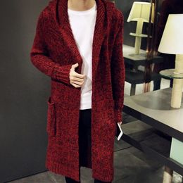 Men's Sweaters Brand Top Cardigan Male Long Style Hooded Sweater Plus Size S-5XL Slim Fit Outerwear Coat Knitted For Men Sueter Hombre