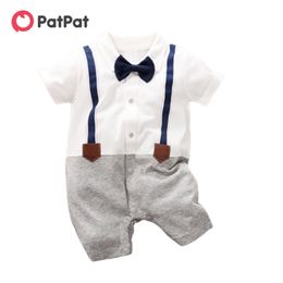 Arrival Summer and Spring Baby Boy Gentleman Faux-two Overalls Romper (loose shape) Clothes 210528