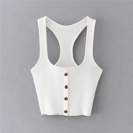 Fashion Female Casual Sexy Chest Crop Top Women Single-Breasted Slim Tank Tops Tee Shirt 210430