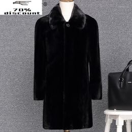 Men's Leather & Faux Mens Mink Coat Real Fur Men Clothes 2021 Long Winter Jacket Natural Coats And Jackets Warm Outerwear KJ2023