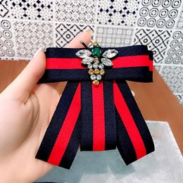 Pins, Brooches Fabric Ribbon Bow Brooch For Women Girls Modish Rhineston Pearl Pins Dress Collar Corsage Jewelry Clothing Accessories