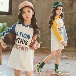 Autumn Teen Girls Clothes Children Sweatershirt Dress Red Hooded Kids Dresses for Girls Clothes Kids Costume 10 12 14 Years 210331